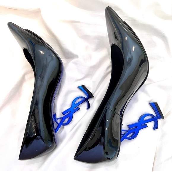 Saint Laurent YSL Limited Opyum 110 Patent Heels Blue Black 36 Authentic - Picture 3 of 13